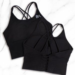 Longline Strappy Sports Bra - Black